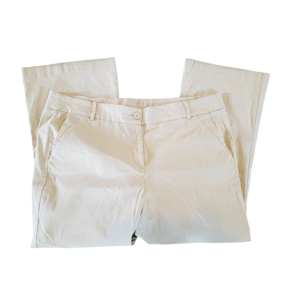 Lane Bryant Tan Khaki Wide Leg Trousers Pants 24 Short Beige Rayon Blend Stretch - Picture 4 of 12